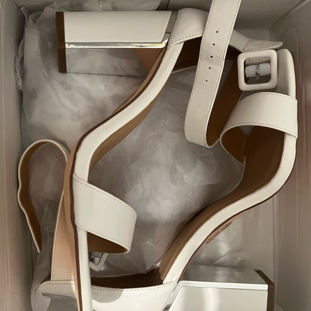 White Heeled Sandals with Ankle Strap